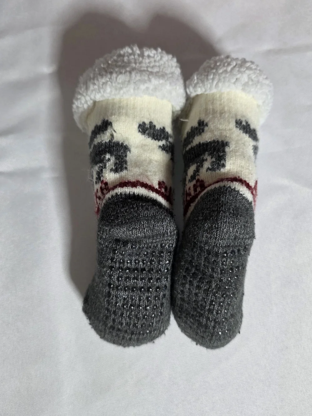 Cozy Moose Kids Slipper Socks in Cream & Gray
